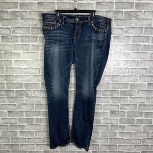 Silver Jeans Womens Plus Size 20/L33 Mid Aiko Boot Cut Embroidered Studded 40x33